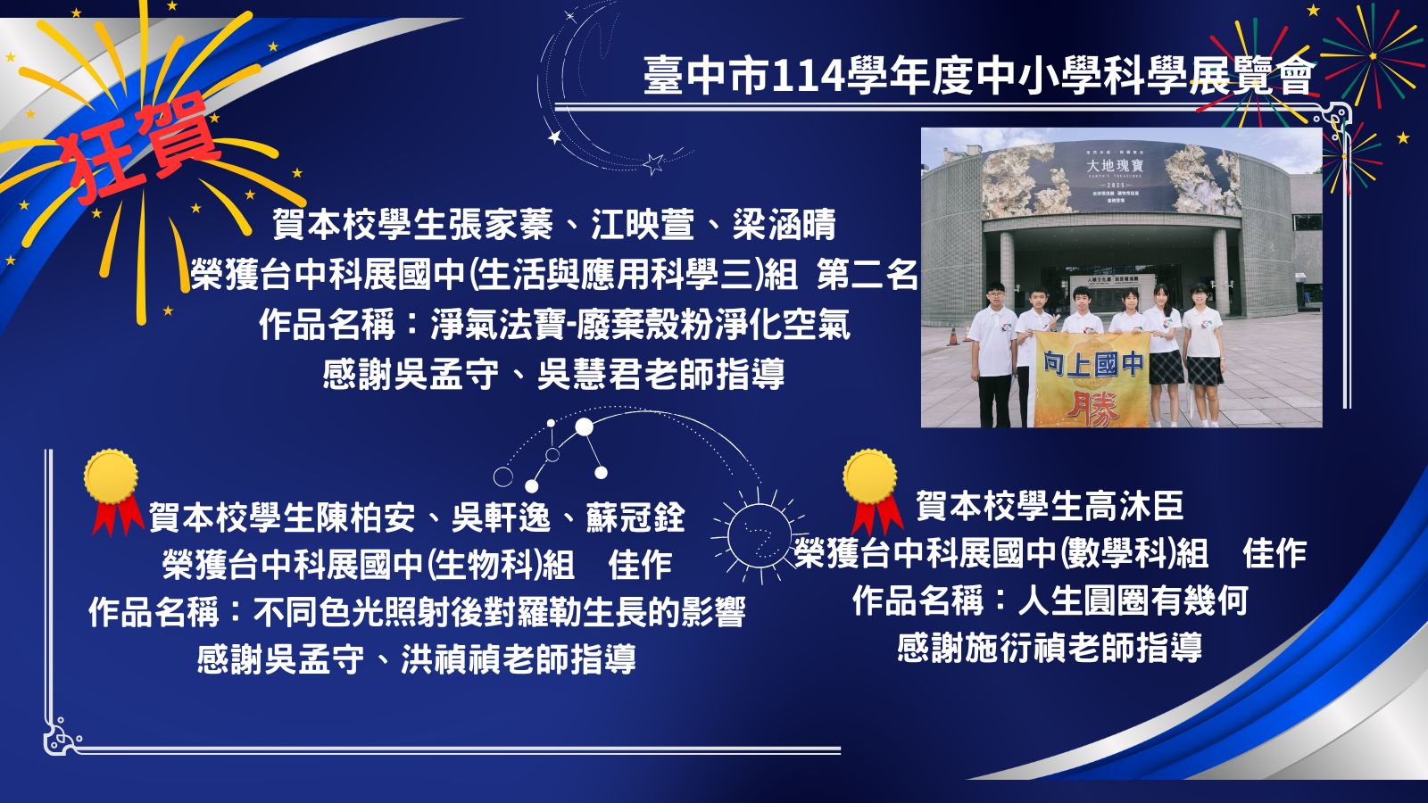 臺中市114學年度中小學科學展覽會佳績